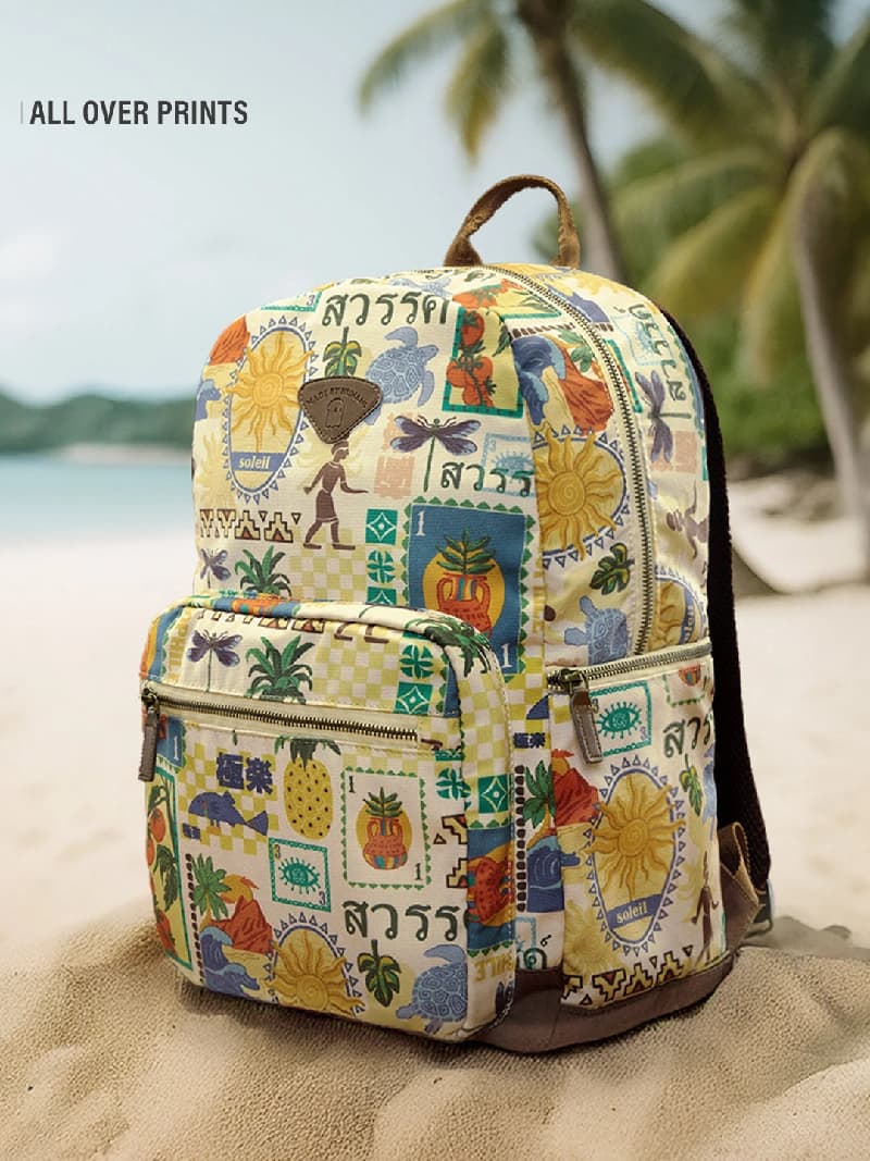 Unisex Off White Cotton Canvas Backpack 19L