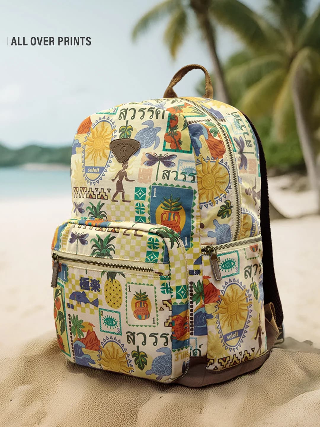 Unisex Off White Cotton Canvas Backpack 19L
