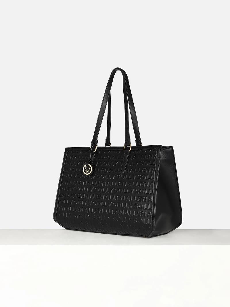 Women's Black Textured Tote Bag