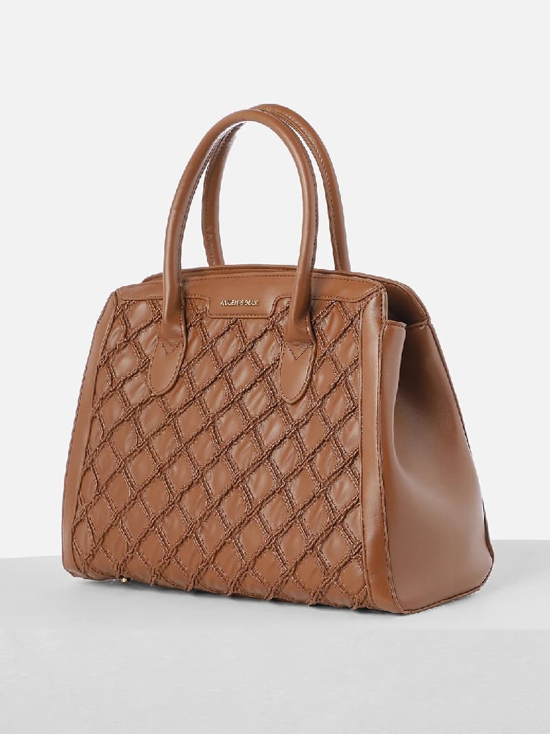 Women's Brown Quilted Satchel