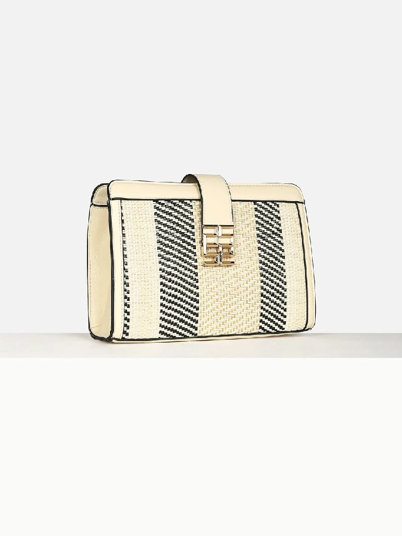 Women's Beige Textured Sling Bag