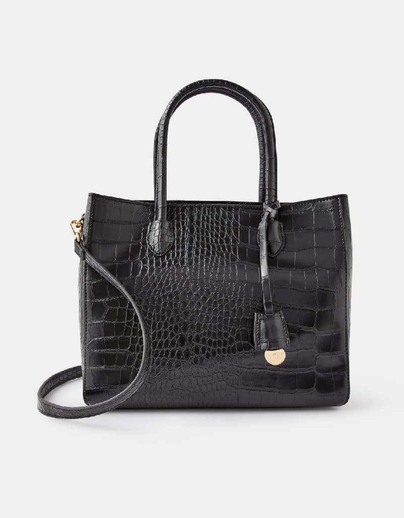 Women's Black Casual Textured Satchel Bag
