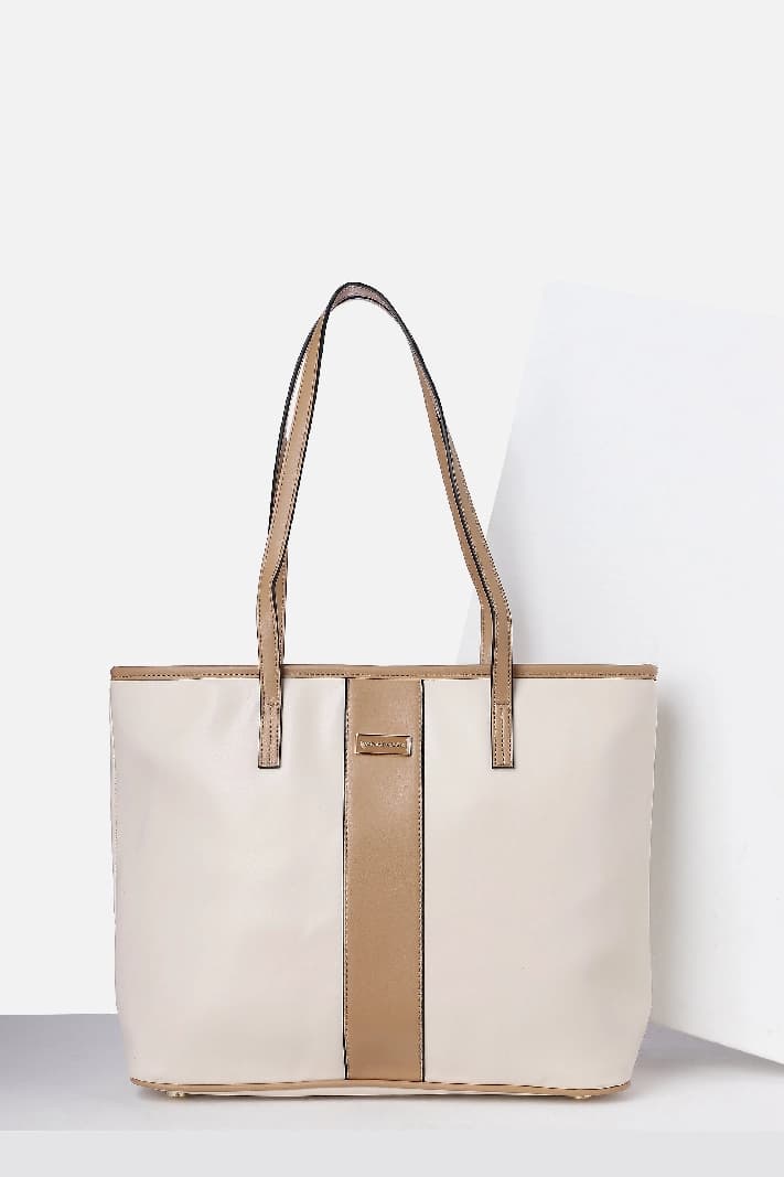 Women's Beige Casual Solid Tote Bag