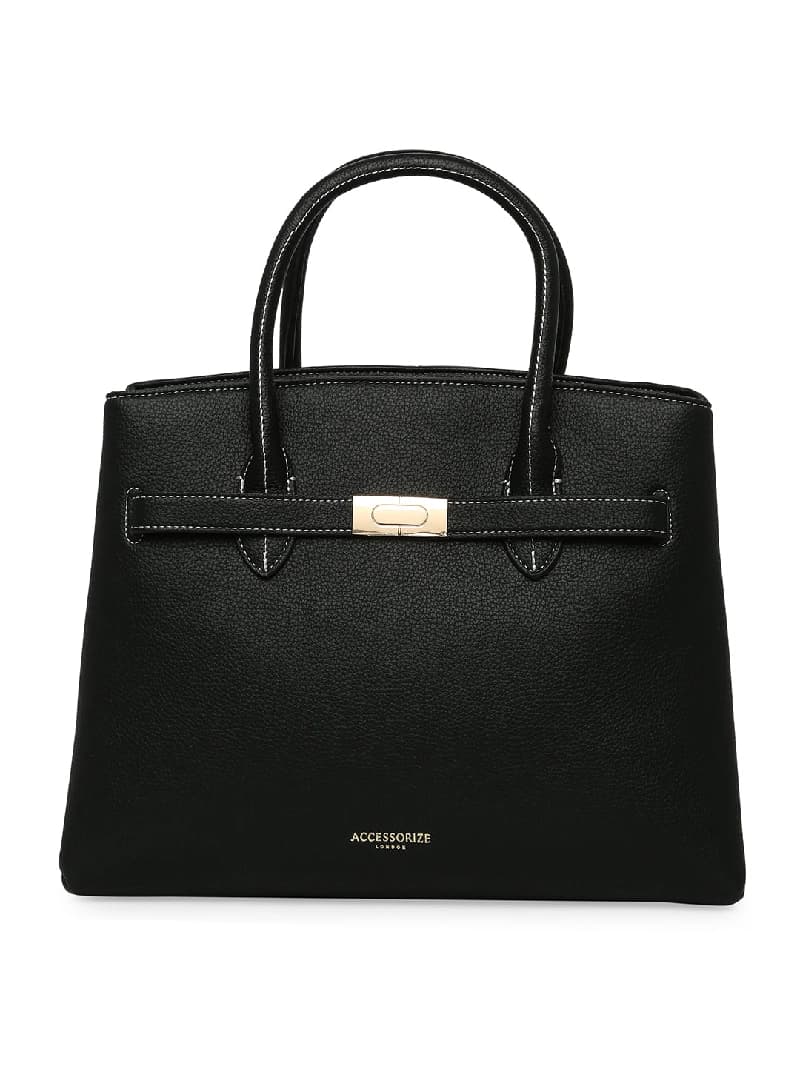 Women's Black Casual Solid Tote Bag