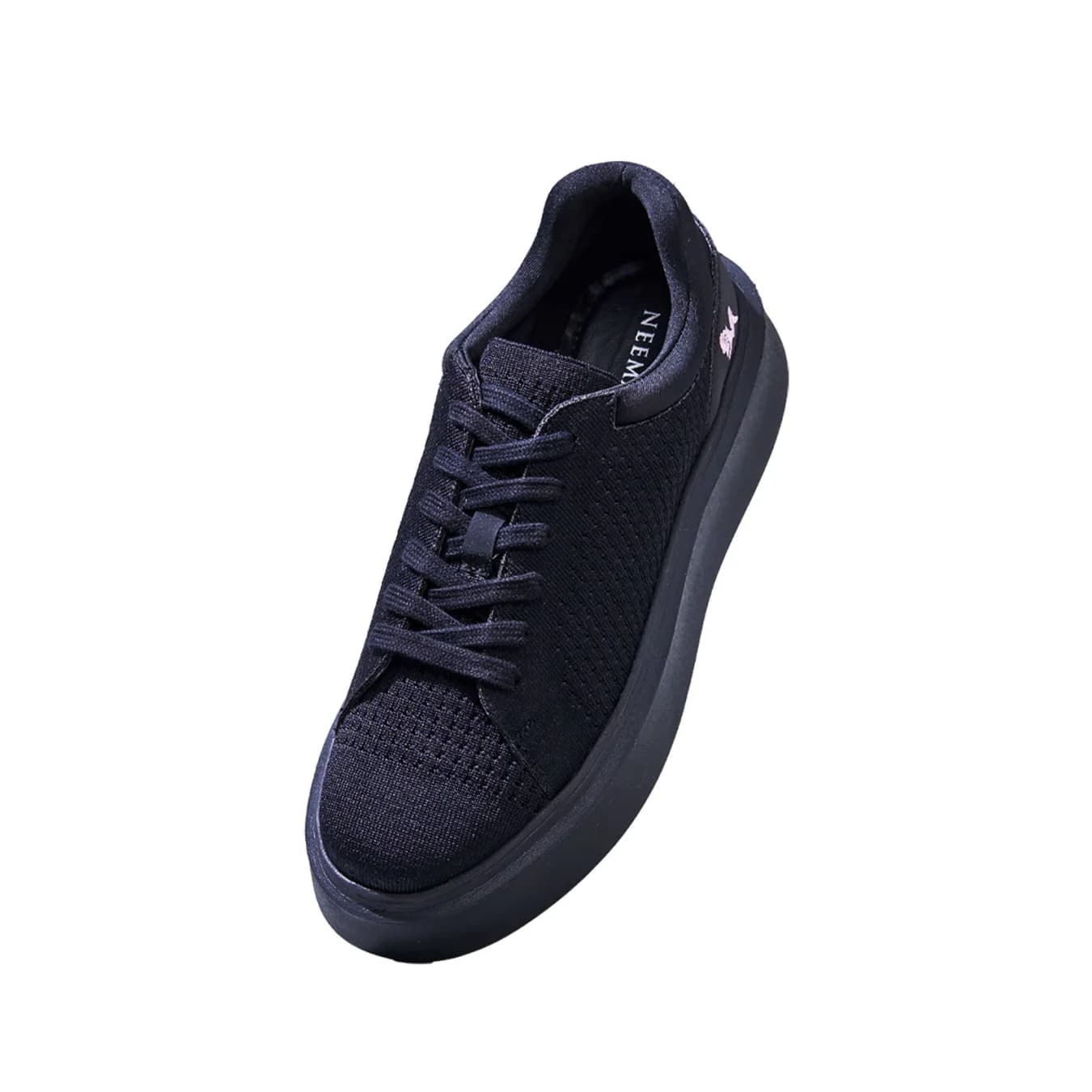 Women's All Black and Rose Chunky Lace Ups Sneakers