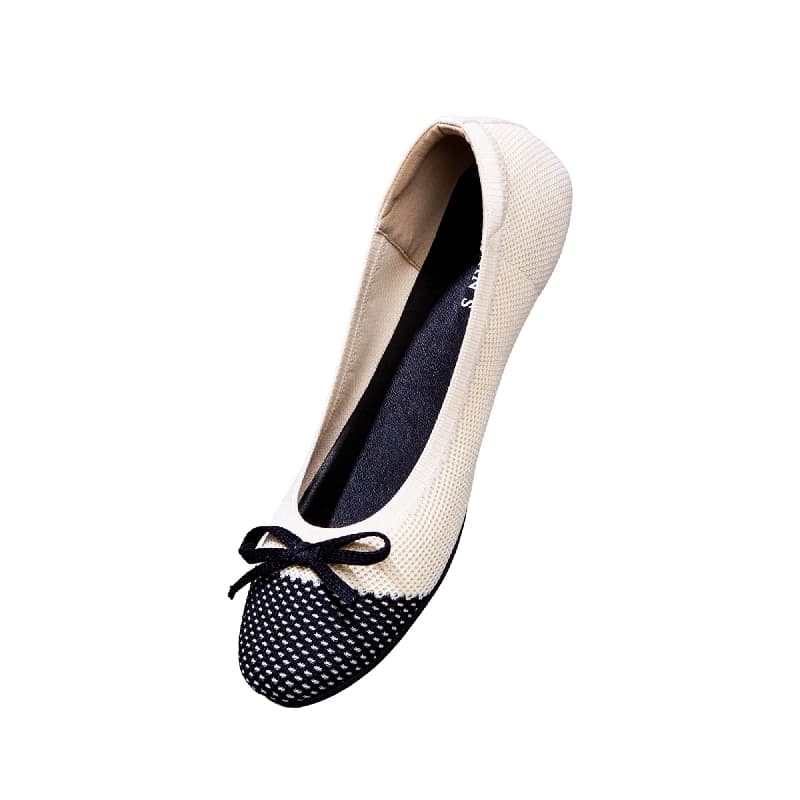 Women's Ivory and Black Everyday Ballet Flats