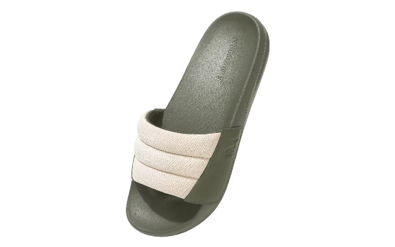 Women's Ecru and Green Squooshy Slides