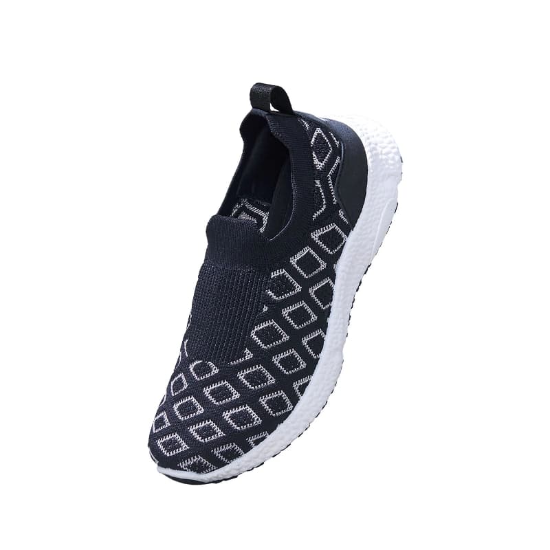 Women's Black and White Crystal Knit Slip On Sneakers
