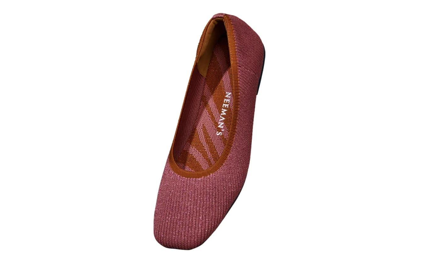 Women's Pink Metallic Square Flats
