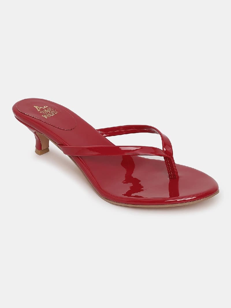 Women's Red Casual PU Slip-Ons Sandals