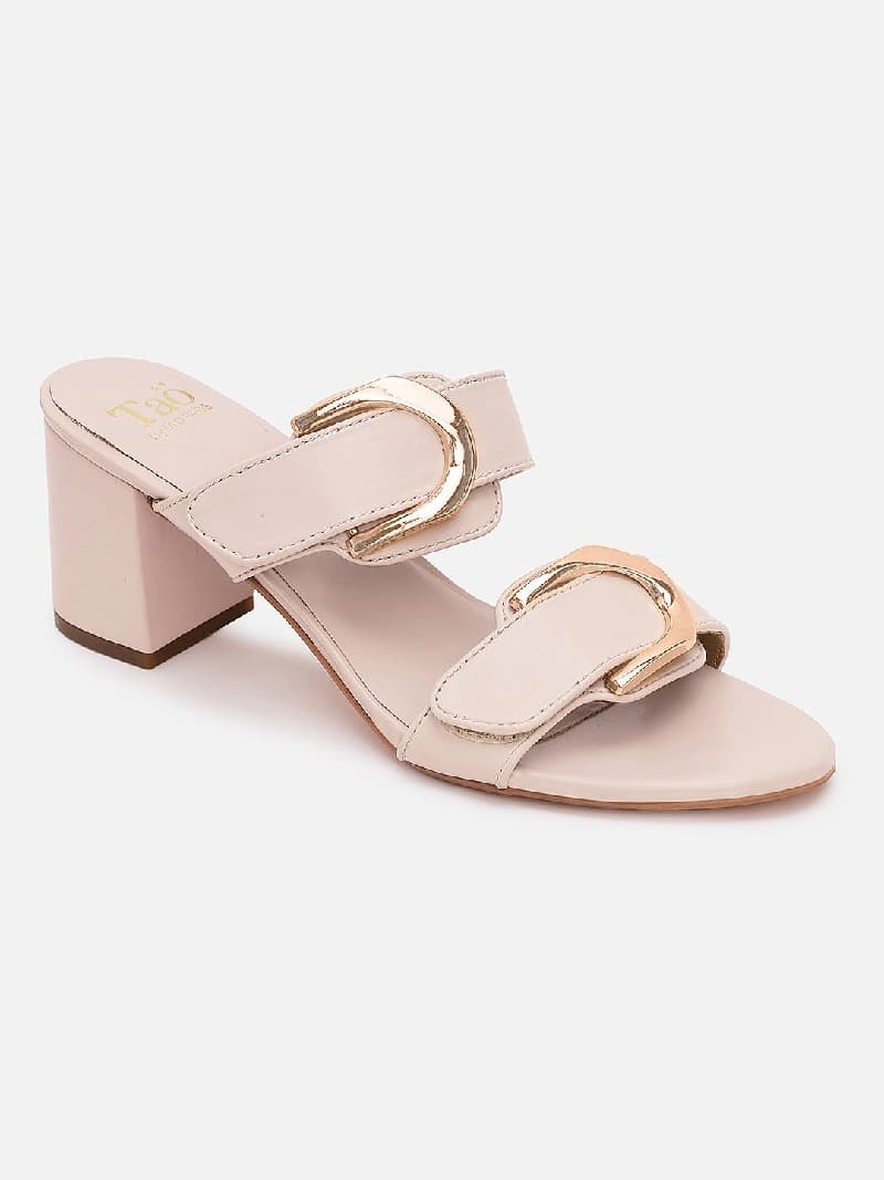 Women's Cream Casual PU Slip-Ons Sandals