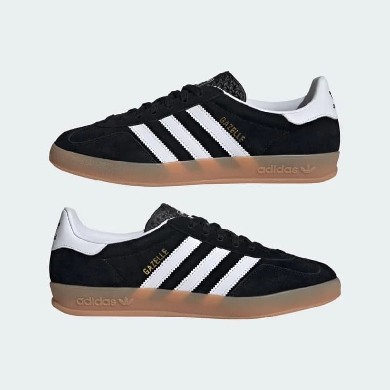 Men's Black Gazelle Indoor Lace-Up Sneakers