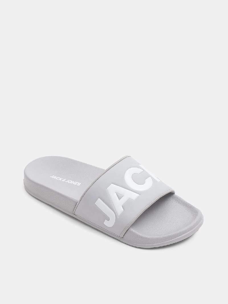 Men's Grey Casual Printed Slides