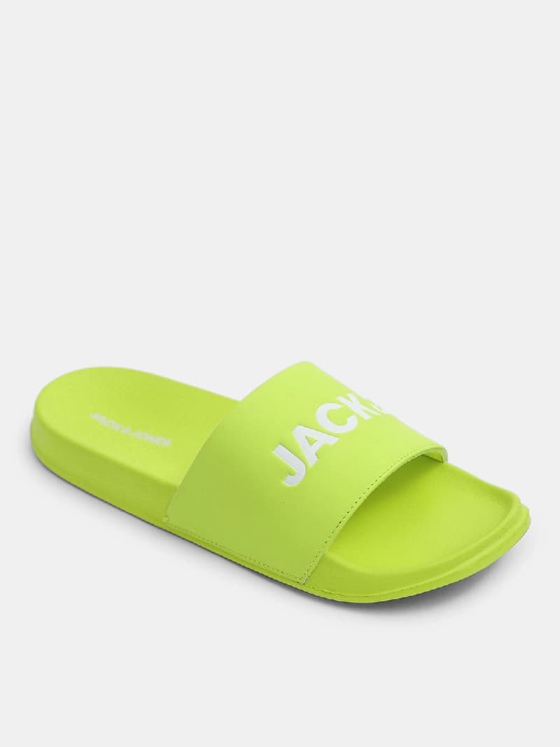 Men's Green Casual Solid Slides
