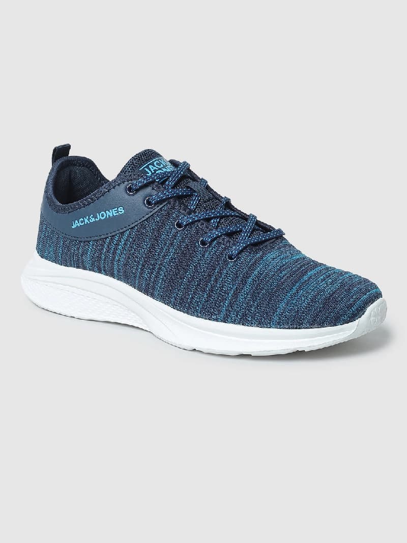 Men's Blue Casual Self Design Sneakers