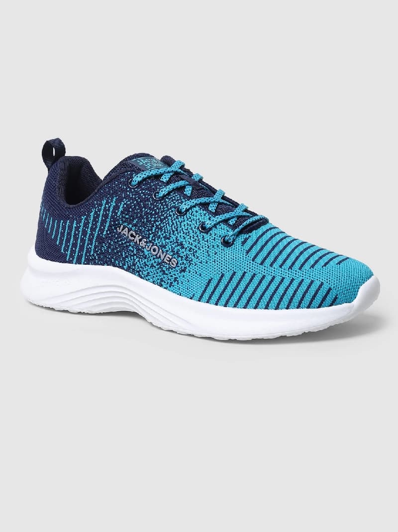Men's Blue Casual Self Design Sneakers