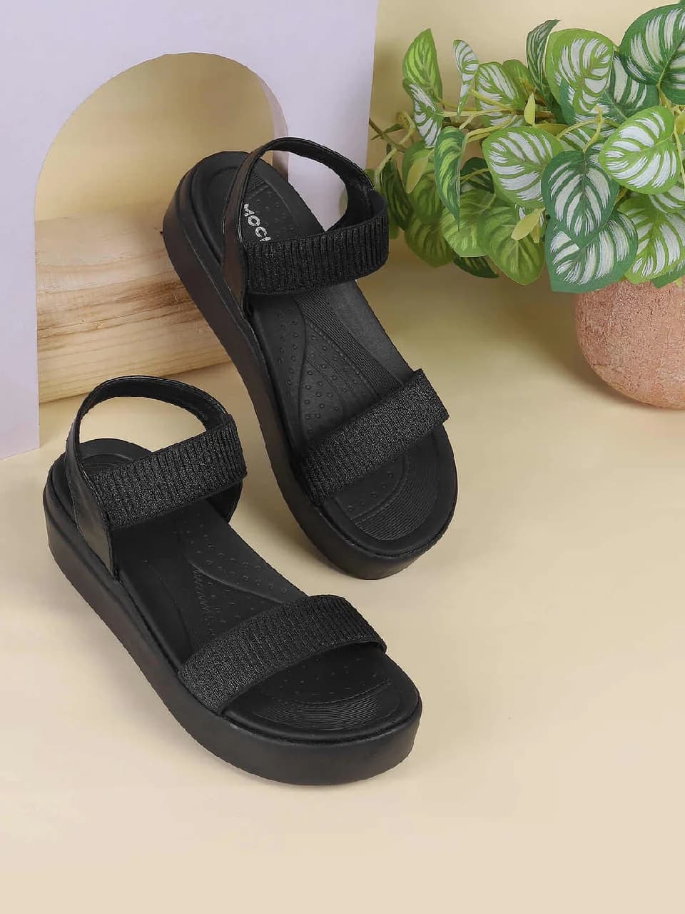 Women's Black Daily Wedge Heel Sandals