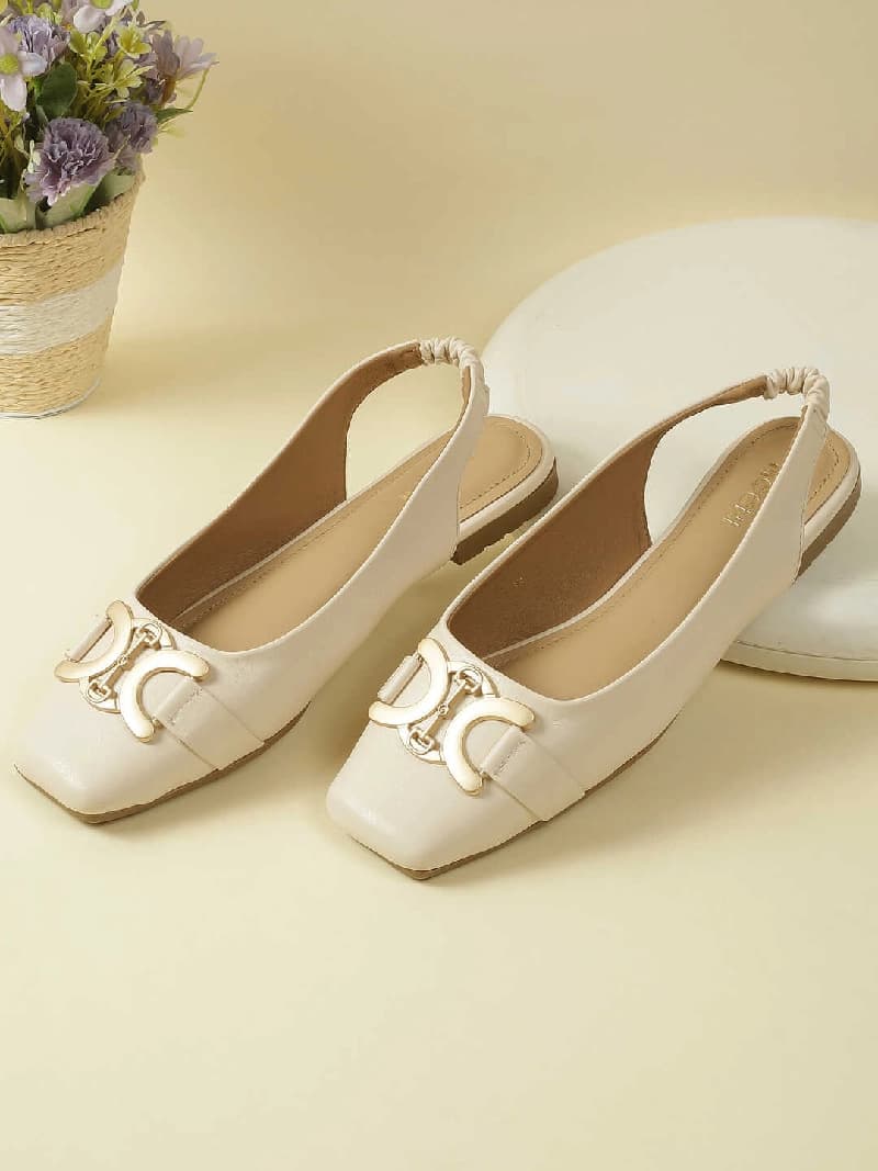 Women's White Smart Casual Ballet Shoes