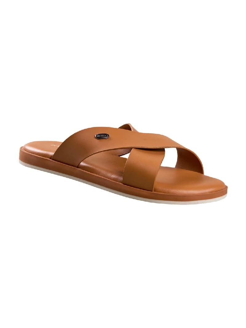 Men's Tan Minimals Cross Strap Casual Sandals