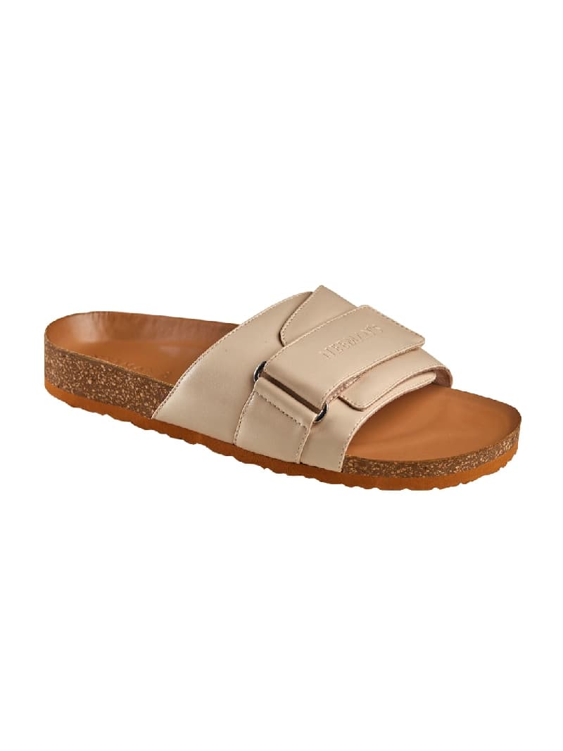 Men's Beige and Tan Cork Casual Slides