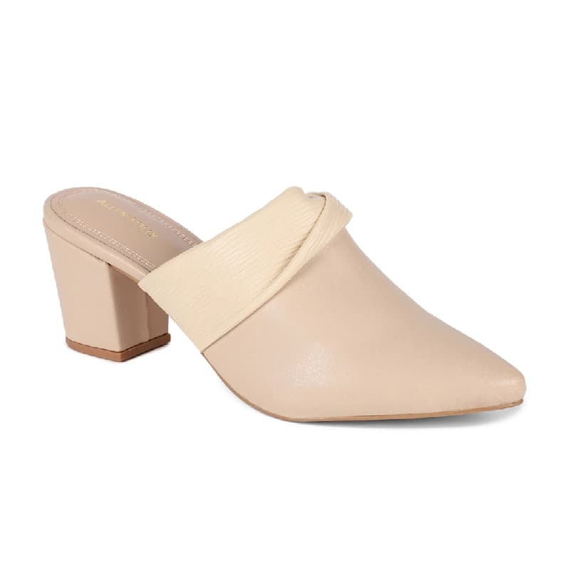 Women's Beige Semi-Formal Solid Slip-On Pump