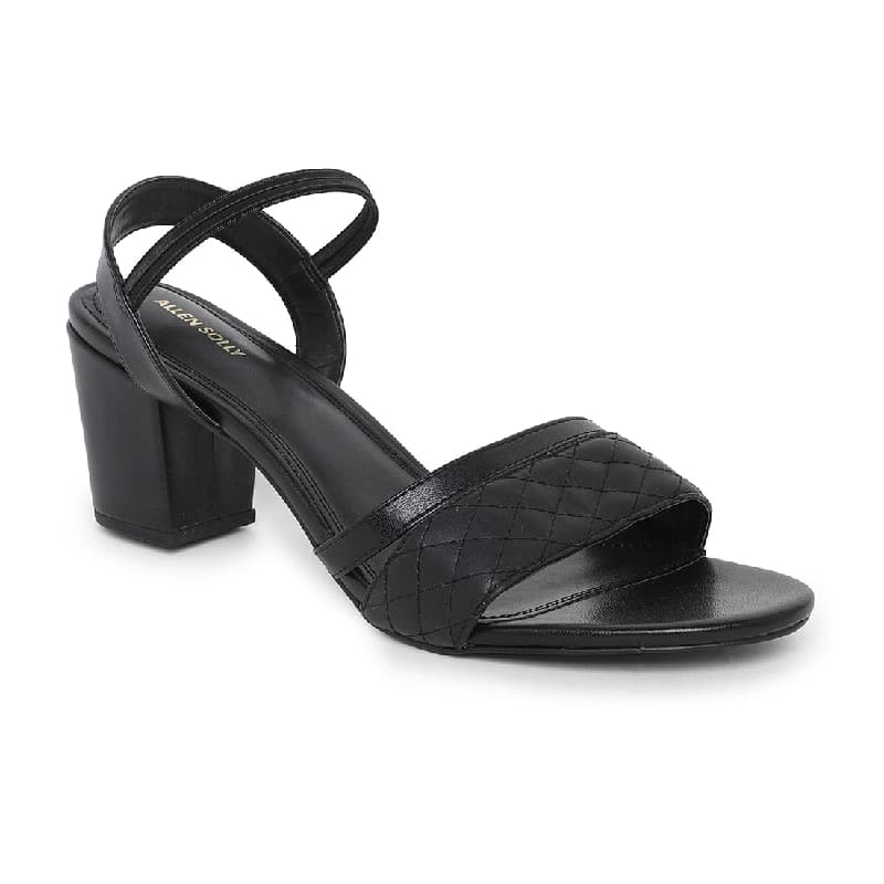 Women's Black Semi-Formal Solid Strap Sandals