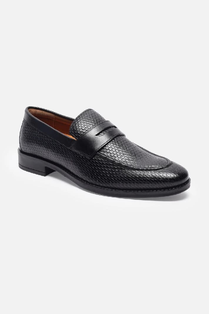 Men's Black Casual Solid Heels Slip On Loafer Shoes