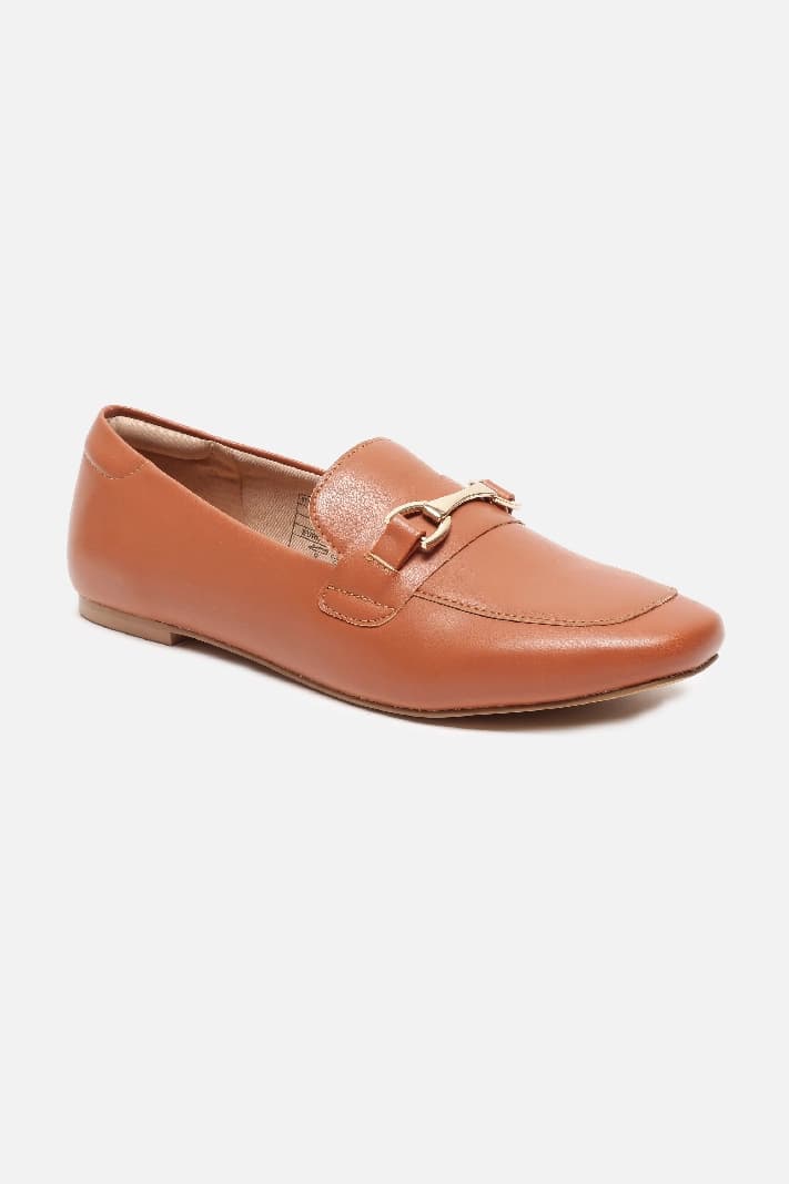 Women's Brown Casual Self Design Loafers