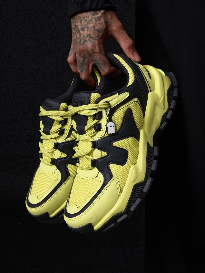 Men's Green Casual Colourblock Sneakers