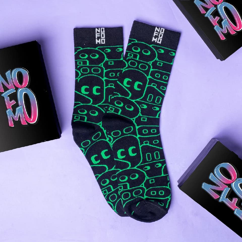 Unisex Black and Green Crew Lengh AI Socks