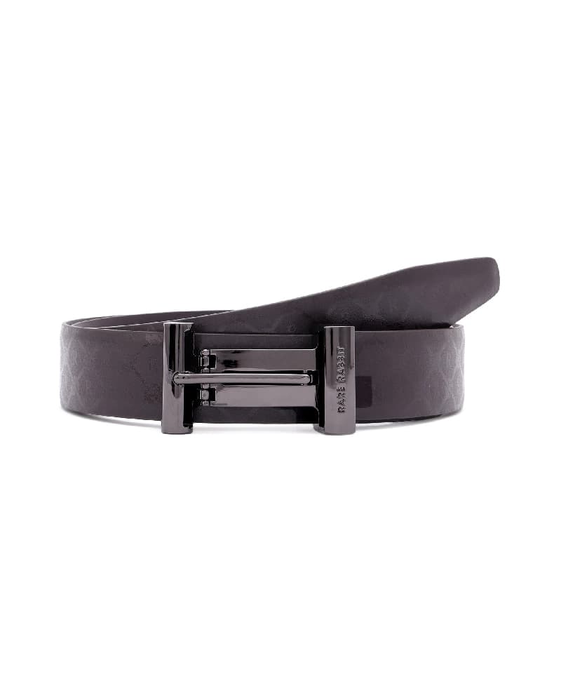 Men's Ryan Brown Reversible Monogram Print Gun Metal Belt