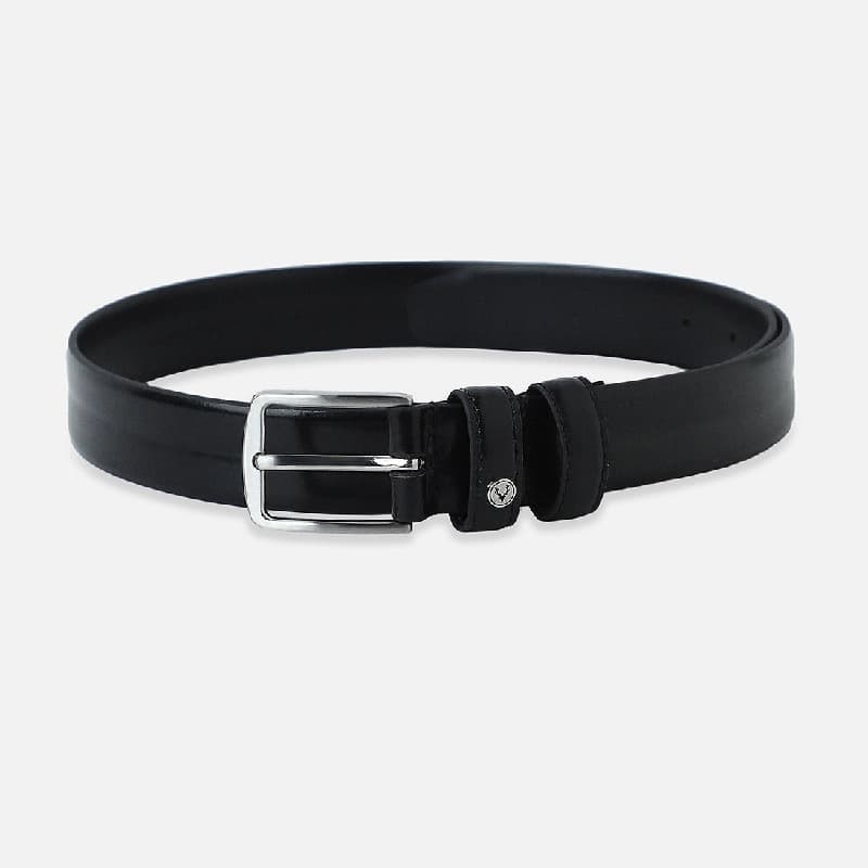 Men's Black Formal Leather Solid Slim Belt