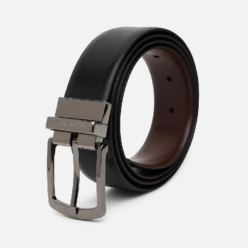 Men's Black Formal Leather Solid Slim Belt