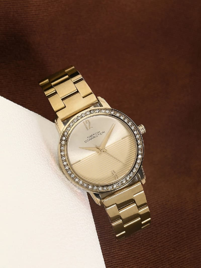 Women's Gold Casual Round Analogue Watch-FCN054C