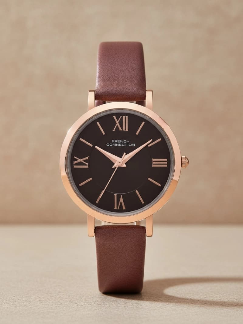 Women's Brown Casual Round Analogue Watch-FCN00037C