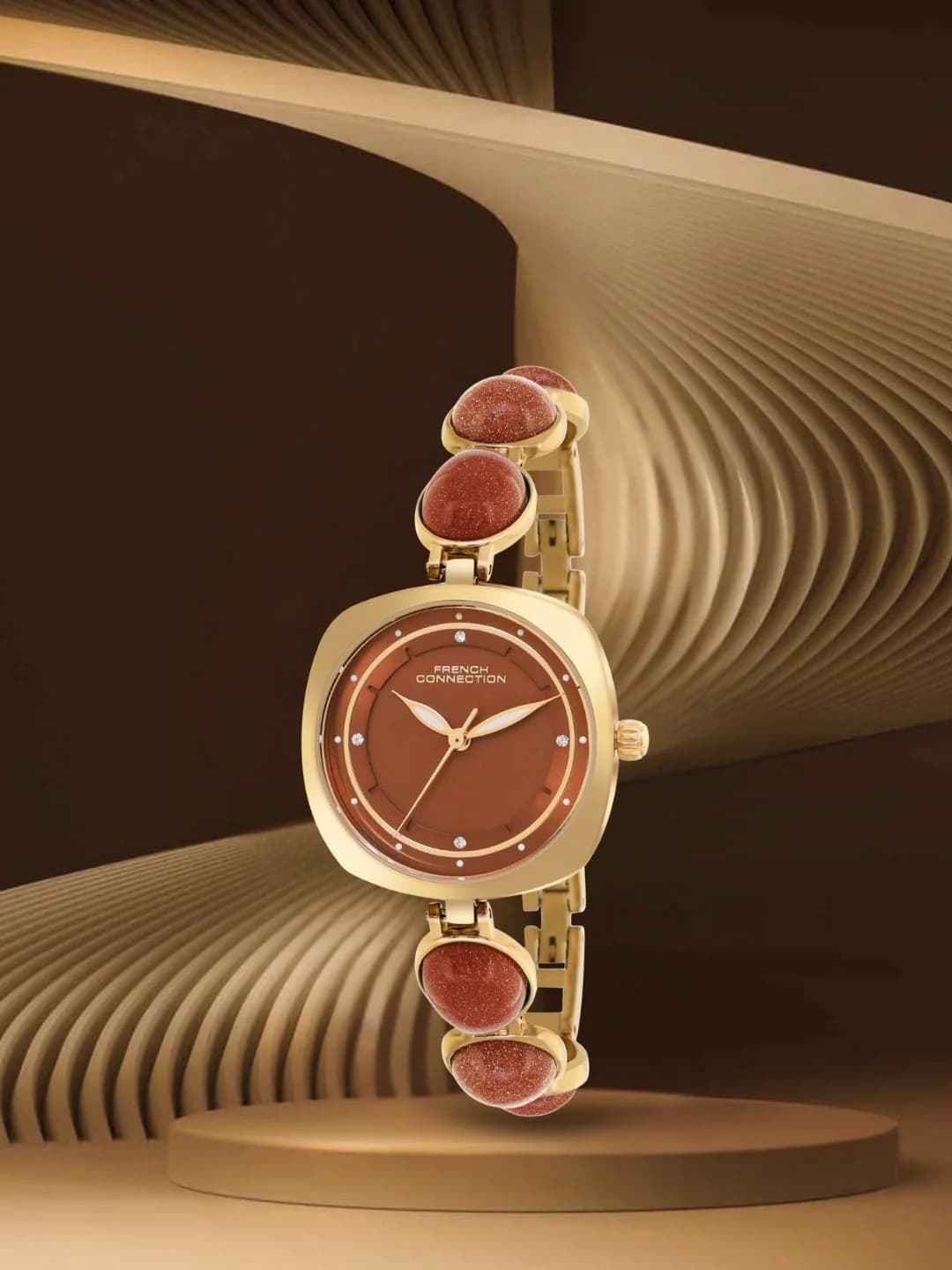 Women's Gold Casual Round Analogue Watch-FCD2BGM