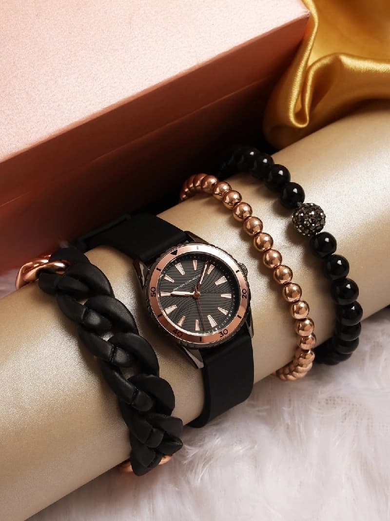 Women's Black Casual Round Analogue Watch-FCW13BL