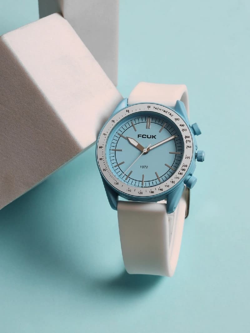 Men's White Casual Round Analogue Watch-FCMX3B