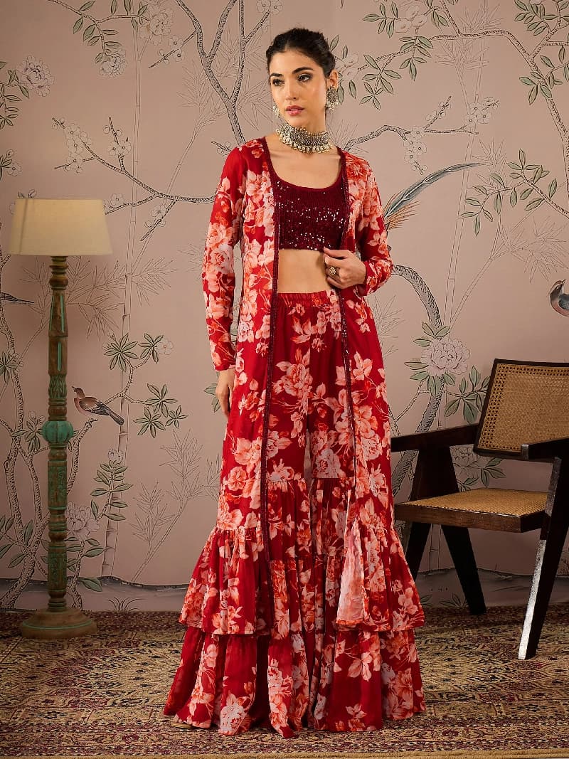 Women's Red Festive Co-ords Set