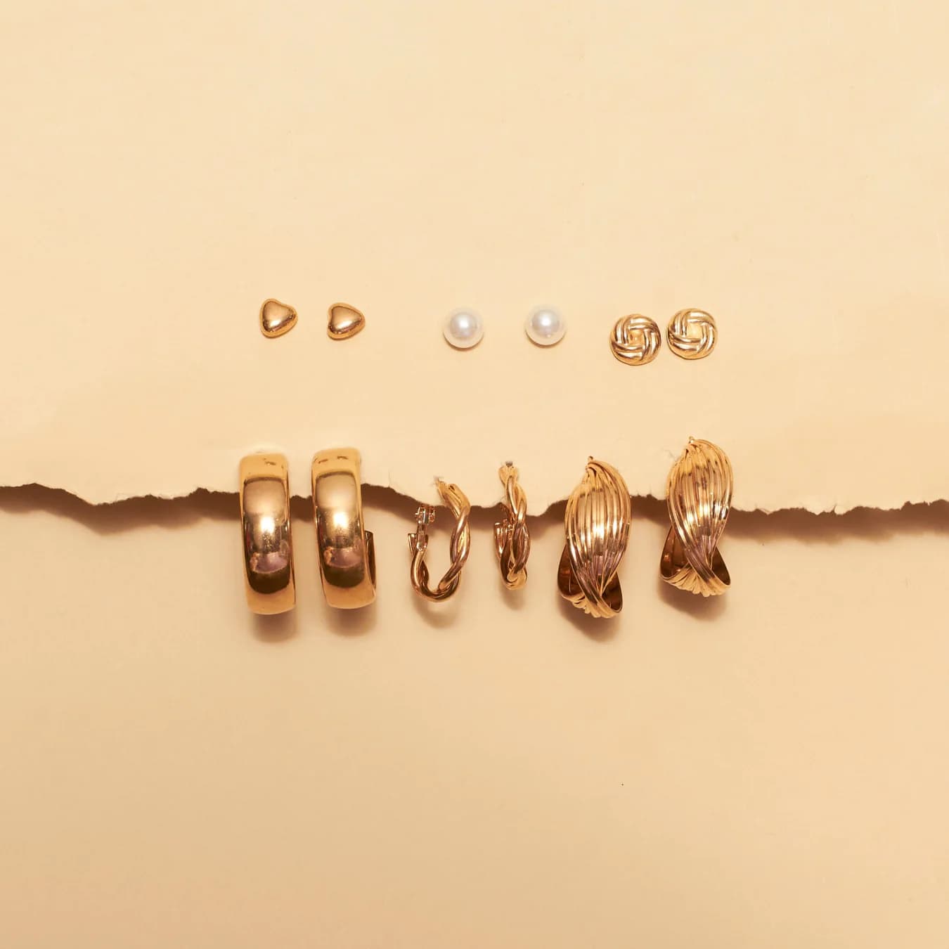 Women's Gold Set of 6 All occasion Golden Hoops