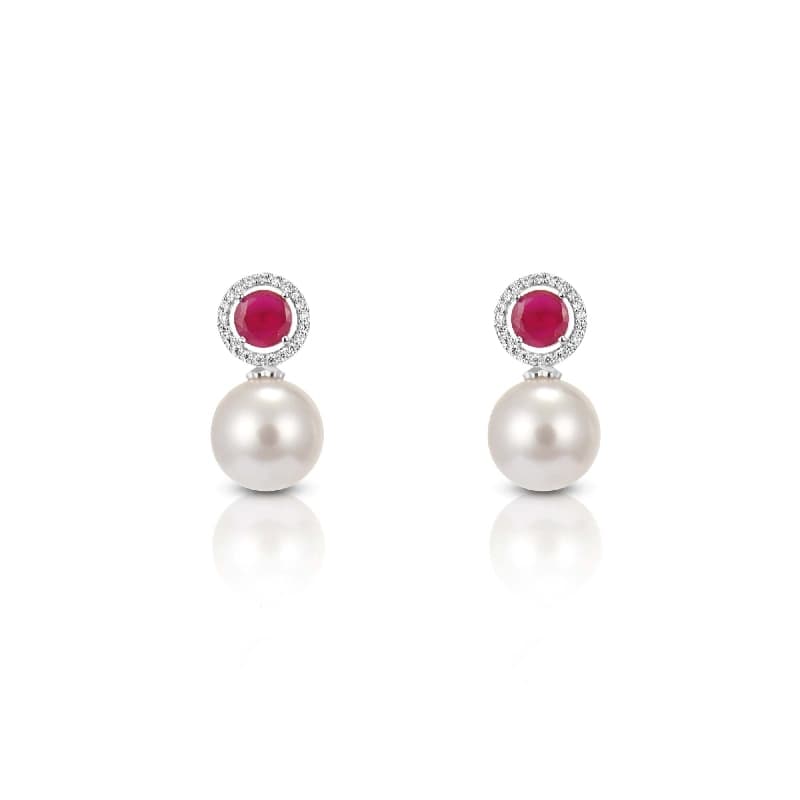 Women's Red Ruby Halo earrings
