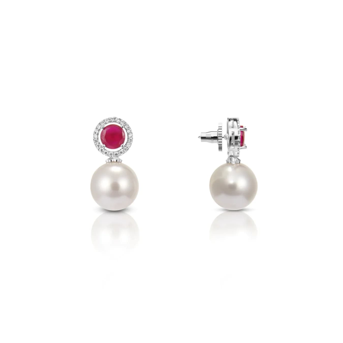 Women's Red Ruby Halo earrings