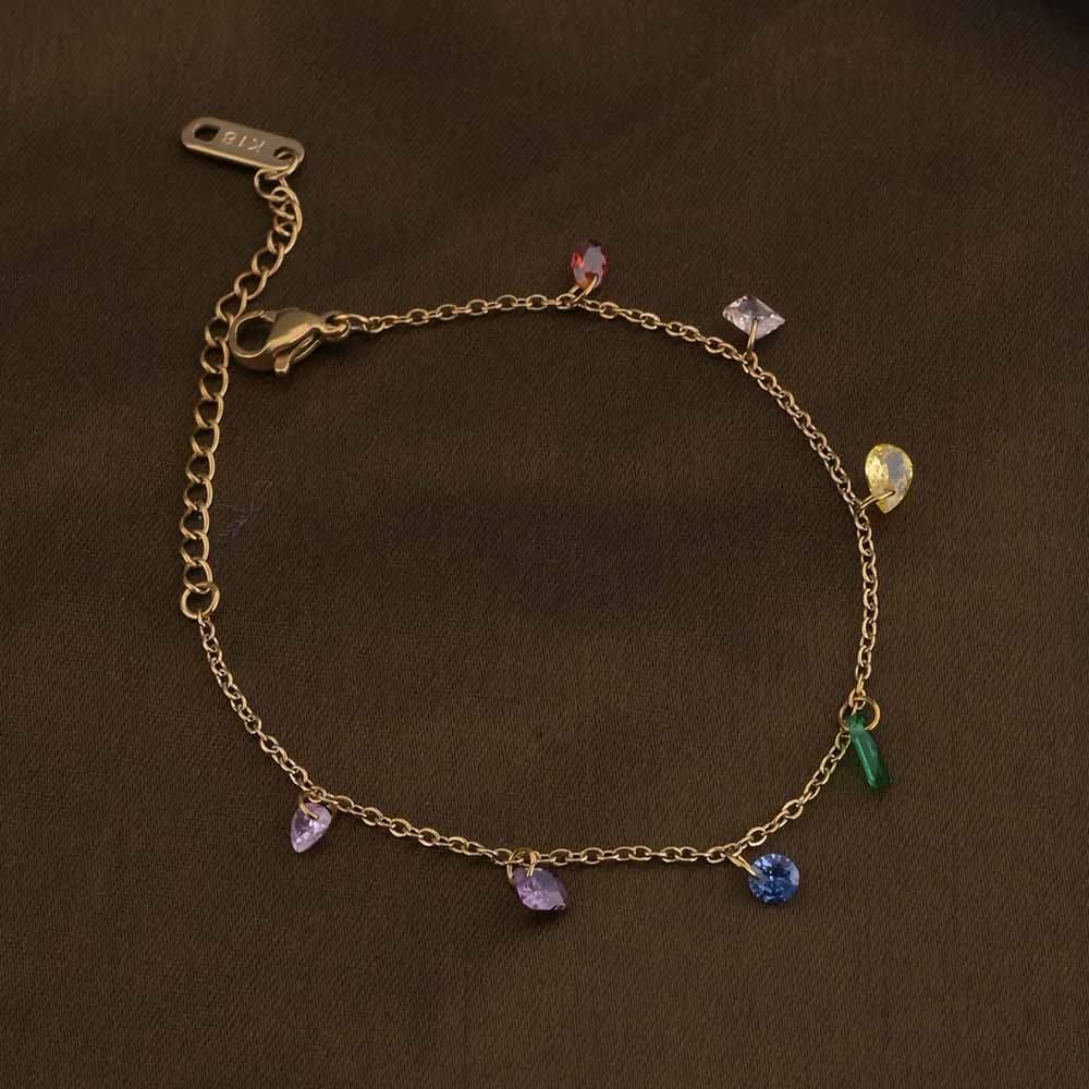 Women's Gold Vibrant Cascade Necklace & Bracelet Jewellery Set - Pack of 2