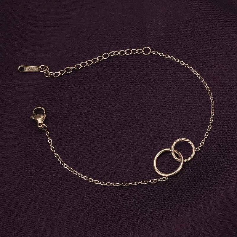 Women's Gold Double Rings Bracelet Waterproof & Anti-Tarnish