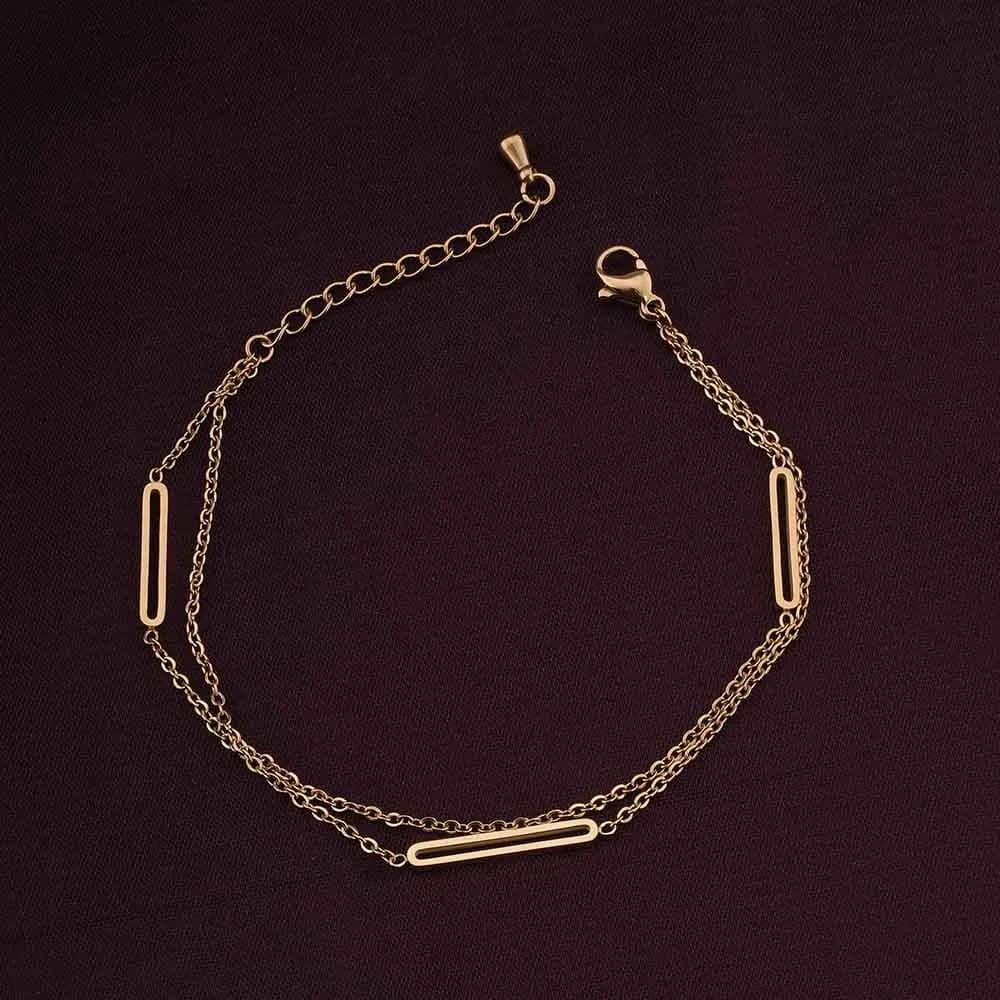 Women's Gold Bar Charm Bracelet Waterproof & Anti-Tarnish