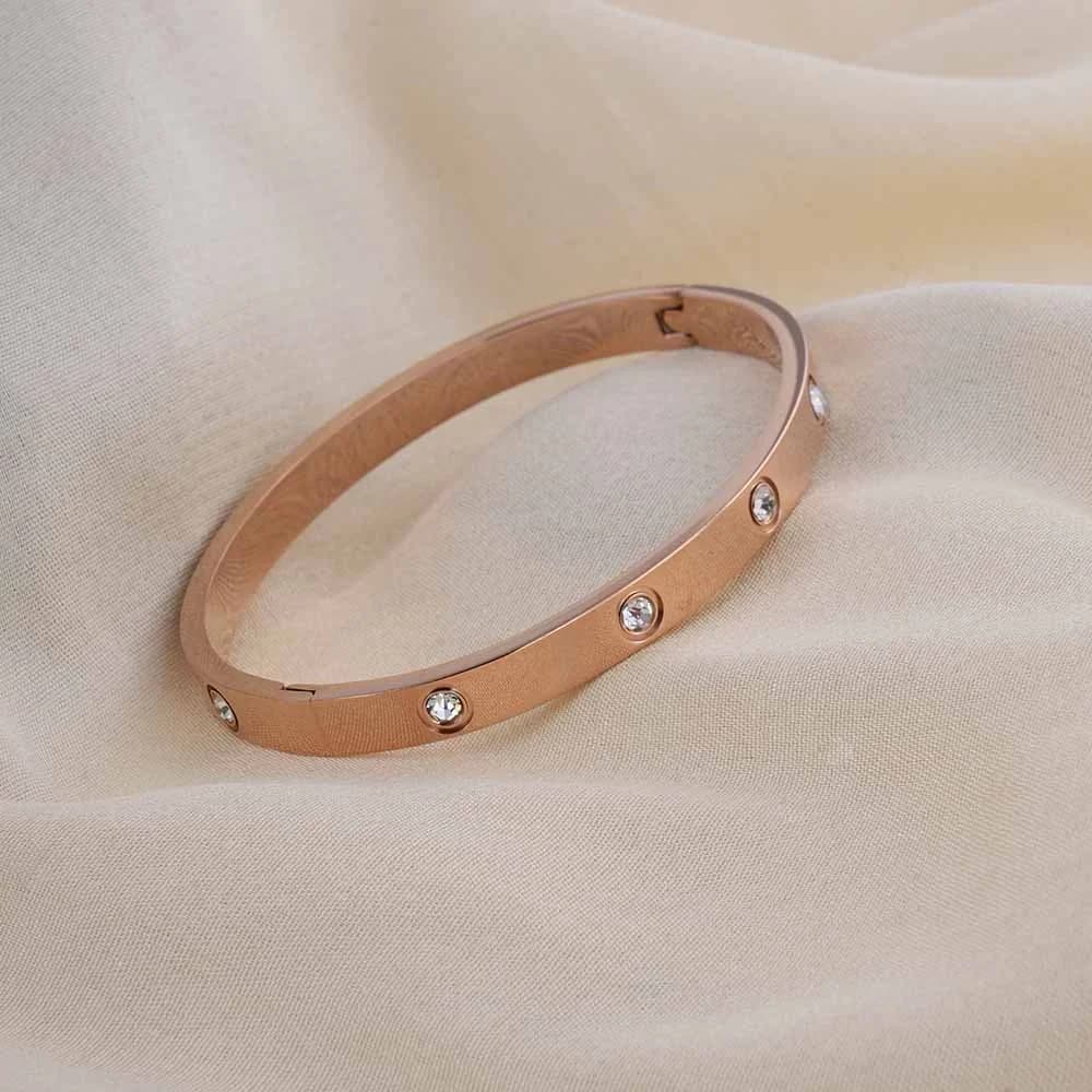 Women's Gold Crystal Love Bangle Bracelet Waterproof & Anti-Tarnish