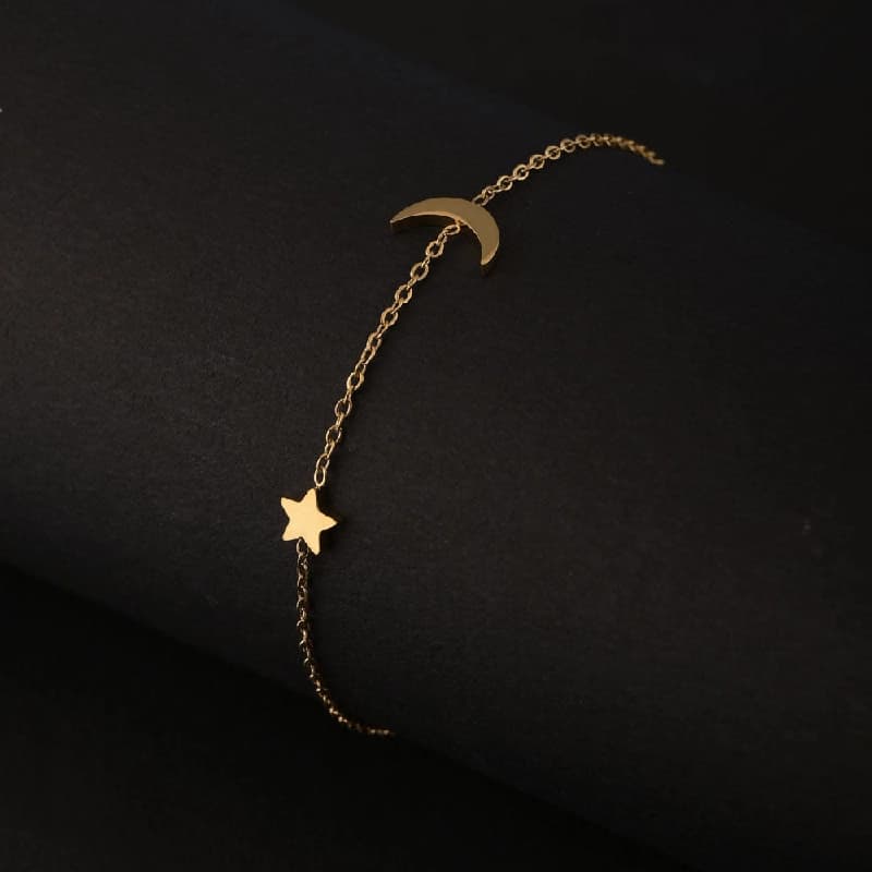 Women's Gold Star Moon Bracelet Waterproof & Anti-Tarnish