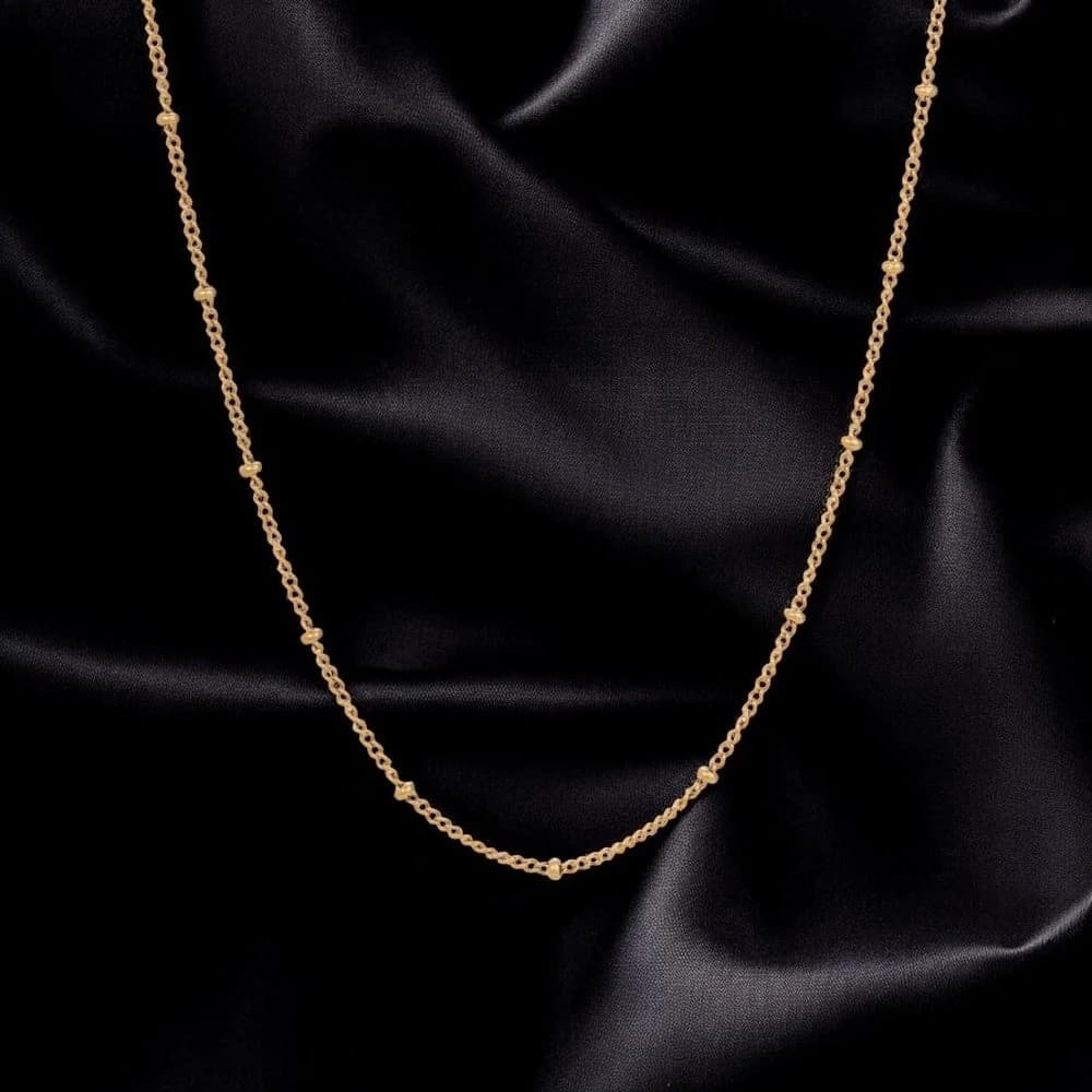 Women's Gold Plated Beaded Chain Necklace Waterproof & Anti-Tarnish