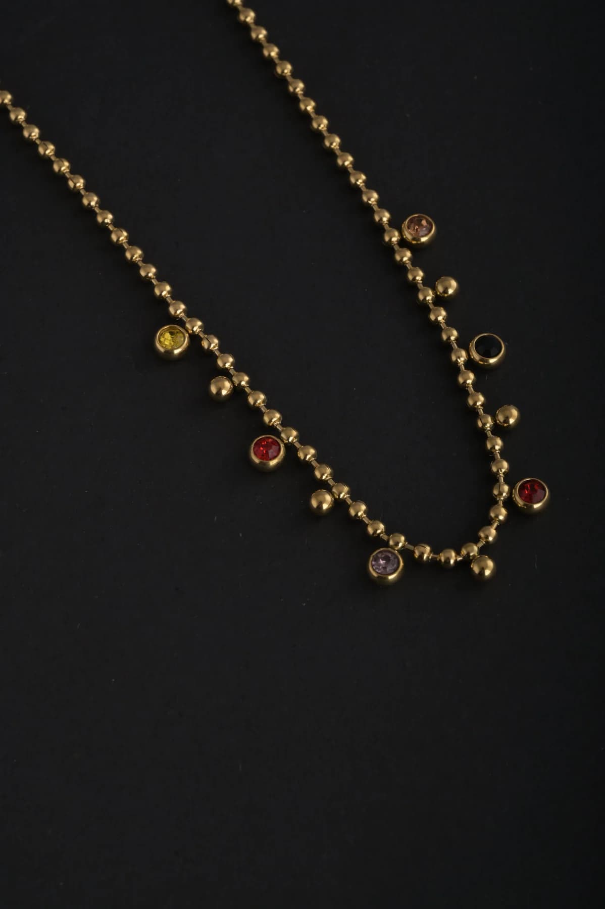 Women's Gold Plated Jewel Cascade Beaded Necklace Waterproof & Anti-Tarnish