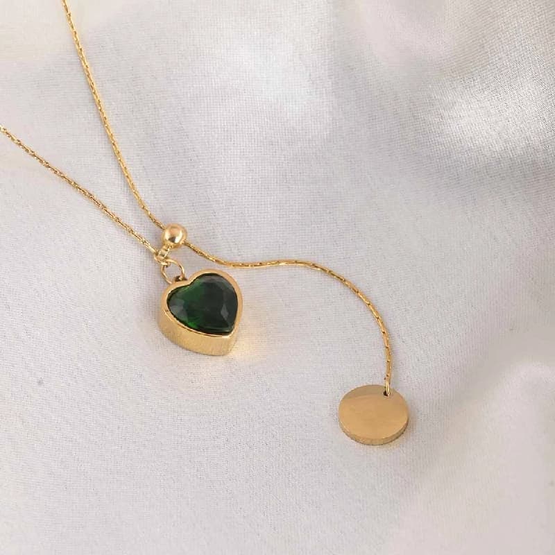 Women's Gold Plated Emerald Love Necklace Waterproof & Anti-Tarnish
